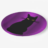 Assiettes En Carton Chat noir déplaisant Halloween (Angle)