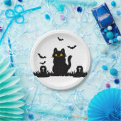 Assiettes En Carton Chat noir d'Halloween (Fête)