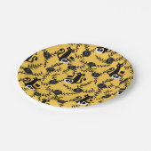 Assiettes En Carton Chat noir d'Halloween, Roses et crânes (Angle)