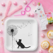 Assiettes En Carton Chat noir et Dandelion (Fête)