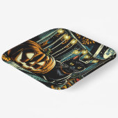 Assiettes En Carton Chat noir et Halloween Jack-O-Lanterne (Angulaire)