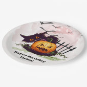 Assiettes En Carton Chat noir et Jack o' Lantern Halloween (Angle)