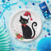 Assiettes En Carton Chat noir festif (Fête)