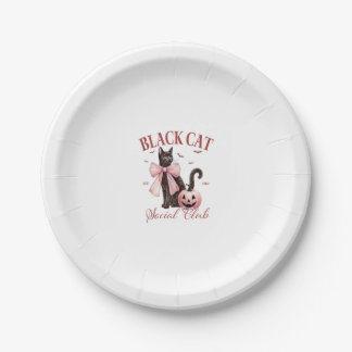 Assiettes En Carton Chat noir Halloween Coquette Social Club Bow rose
