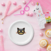 Assiettes En Carton Chat noir Jack o'Lantern Emoji T-shirt classique (Fête)