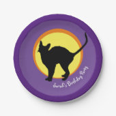 Assiettes En Carton Chat noir & Lune Enfants (Plaques de fête) (Devant)