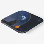 Assiettes En Carton Chat noir mignon à la chandelle (Angulaire)