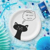 Assiettes En Carton Chat noir mignon - Plaques de papier personnalisée (Fête)