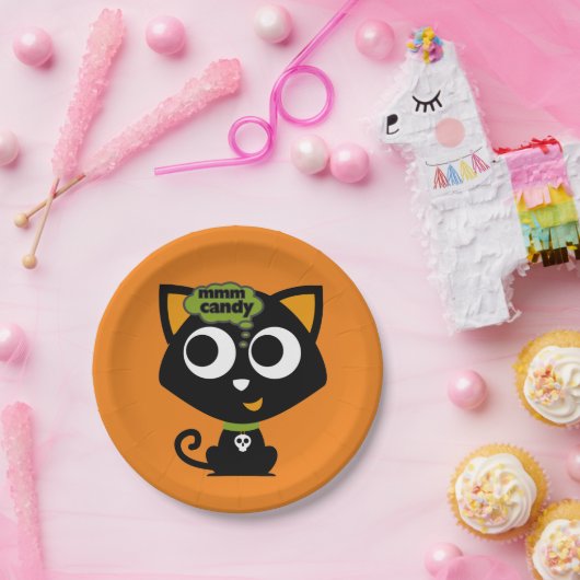 Assiettes En Carton Chat noir Mmm Candy Halloween (Fête)