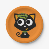 Assiettes En Carton Chat noir Mmm Candy Halloween (Devant)