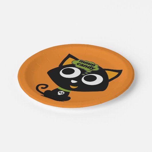 Assiettes En Carton Chat noir Mmm Candy Halloween (Angle)