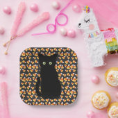 Assiettes En Carton Chat noir, motif de maïs, Halloween amusant (Fête)