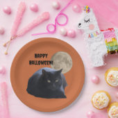Assiettes En Carton Chat noir Pleine lune Halloween (Fête)