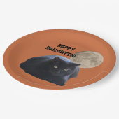 Assiettes En Carton Chat noir Pleine lune Halloween (Angle)
