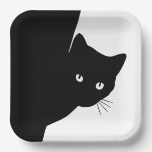 Assiettes En Carton Chat Noir Rusé
