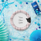 Assiettes En Carton Chat noir sur plaid (Fête)