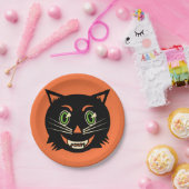Assiettes En Carton Chat noir vintage (Fête)