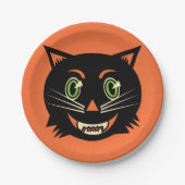 Assiettes En Carton Chat noir vintage (Devant)