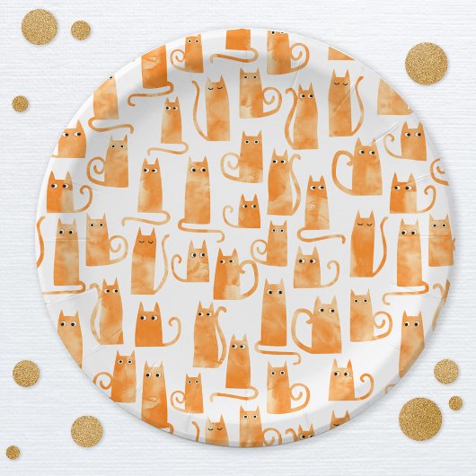 Assiettes En Carton Chat orange amusant