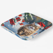 Assiettes En Carton Chat persan assis dans la neige avec Casquette de (Angulaire)