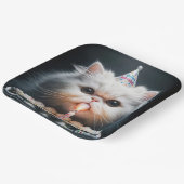 Assiettes En Carton Chat perse avec gâteau d'anniversaire (Angulaire)