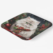 Assiettes En Carton Chat perse en Noël de neige (Angulaire)