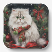 Assiettes En Carton Chat perse en Noël de neige (Recto)