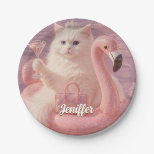 Assiettes En Carton Chat Princesse Luxe sur Flotteur de Piscine Flaman
