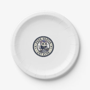 Assiettes En Carton Chat Punk Skateur Drôle Conception pour Amateur de