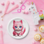 Assiettes En Carton Chat rose (Fête)