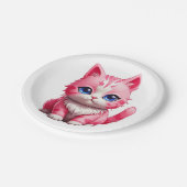Assiettes En Carton Chat rose (Angle)