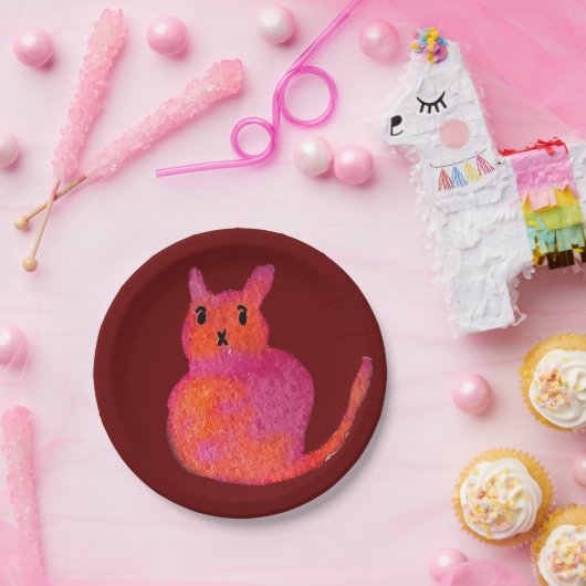 Assiettes En Carton Chat rose funky chaton mignonette (Fête)