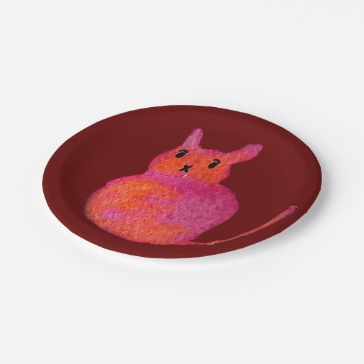 Assiettes En Carton Chat rose funky chaton mignonette (Angle)