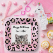 Assiettes En Carton Chat rose mignon Plaque en papier d'anniversaire (Fête)