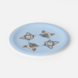 Assiettes En Carton Chat Siamais bleu teint face à l'art graphique