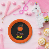 Assiettes En Carton Chat sur Citrouille, Happy Halloween (Fête)