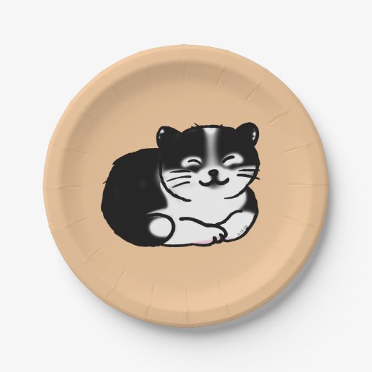 Assiettes En Carton chat tuxedo (Devant)