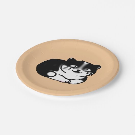 Assiettes En Carton chat tuxedo (Angle)