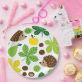 Assiettes En Carton Châtaignes et hérisson Motif sans plomb (Fête)