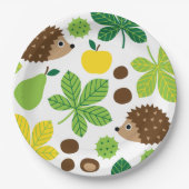 Assiettes En Carton Châtaignes et hérisson Motif sans plomb (Devant)
