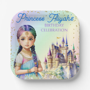 Assiettes En Carton Château Arc-en-Ciel Fantastique de la Princesse au