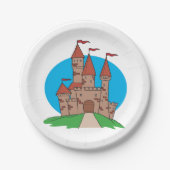 Assiettes En Carton Château avec drapeaux (Devant)
