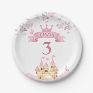 Assiettes En Carton Château de Dreams Pink Princess Butterfly