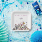 Assiettes En Carton Château de princesse Couronne argentée Pierres ros (Fête)