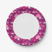 Assiettes En Carton château de princesse et arc-en-ciel unicorne (Devant)