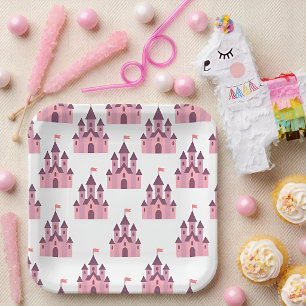 Assiettes En Carton Château de Princesse Rose Fantaisiste
