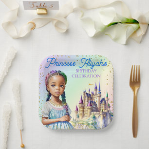 Assiettes En Carton Château de rêve arc-en-ciel de la princesse au pas