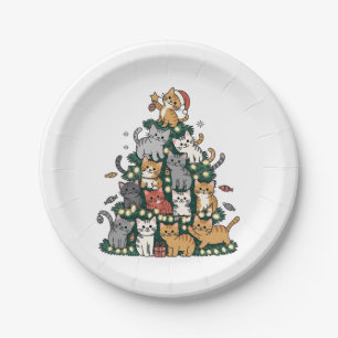 Assiettes En Carton Chaton drôle Arbre de Noël Chat Animal Familier Am