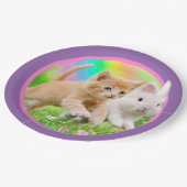 Assiettes En Carton Chaton et lapin avec l'arc-en-ciel (Angle)
