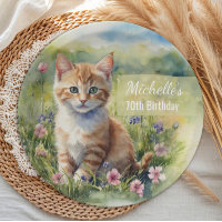 Chaton tigré orange jaune pour 70e anniversaire